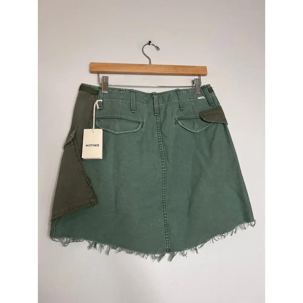 NWT Mother The G.I. Jane Cargo Pockets Cotton Mini Skirt Army Green Size: 29